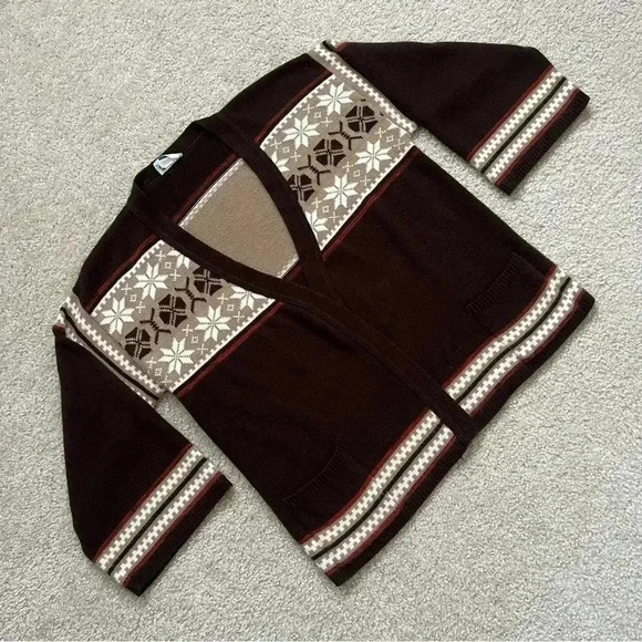 Vintage Sears Vintage Sweater Cardigan Brown Pockets Women’s Size Medium - Picture 3 of 16